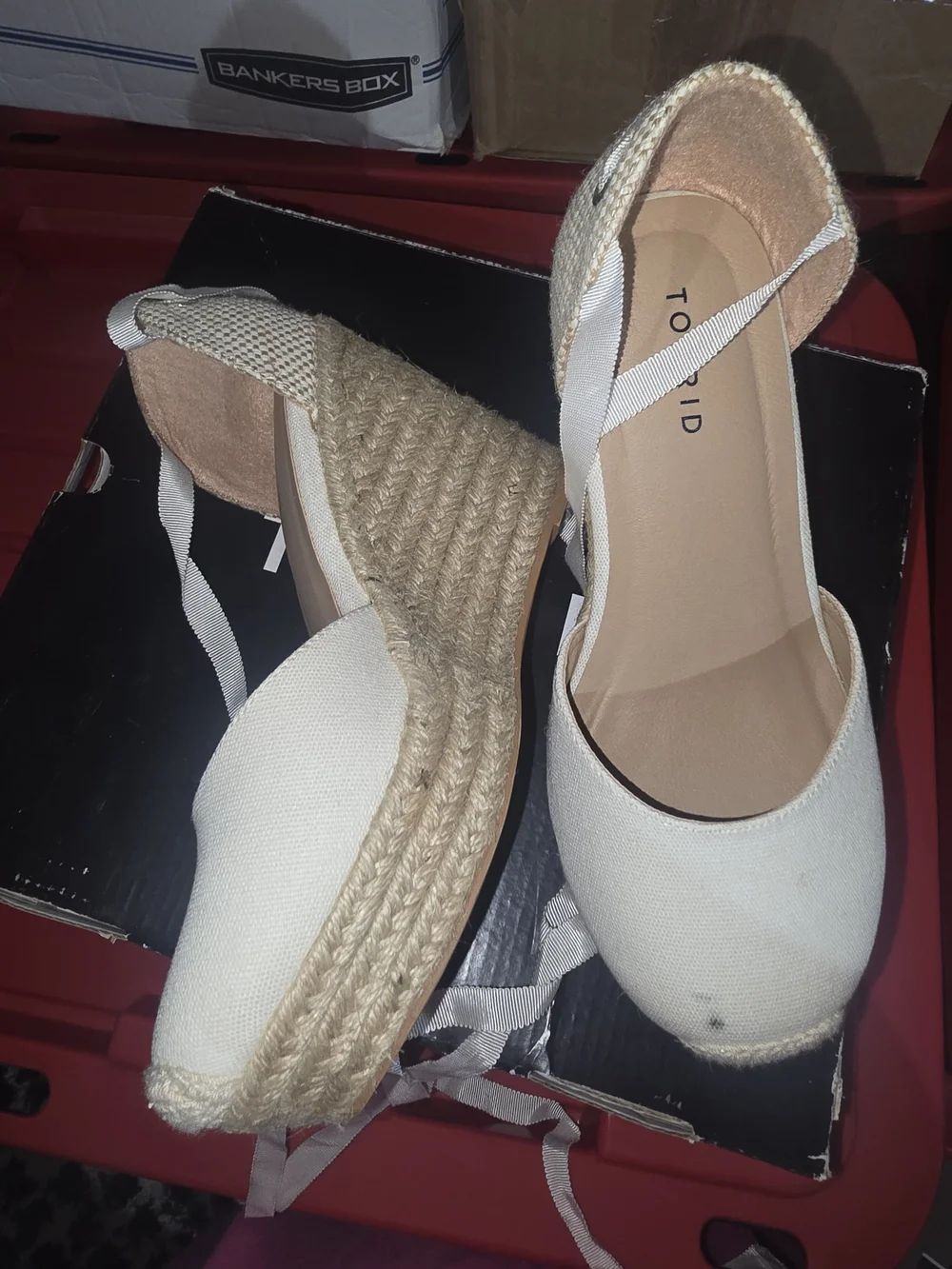 torrid White Canvas Espadrille Wedge Sandals